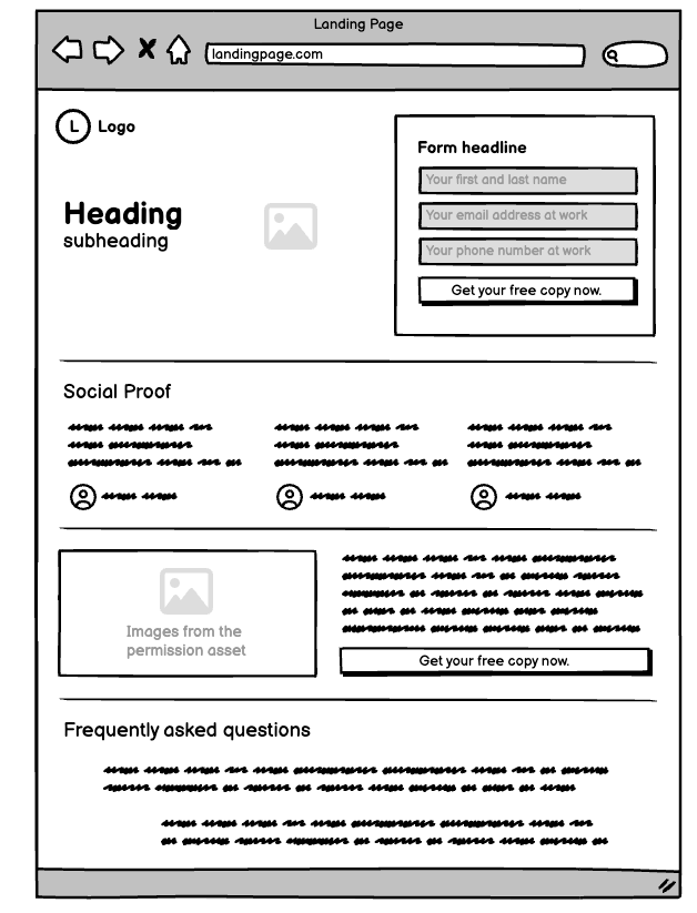 Landing page wireframe